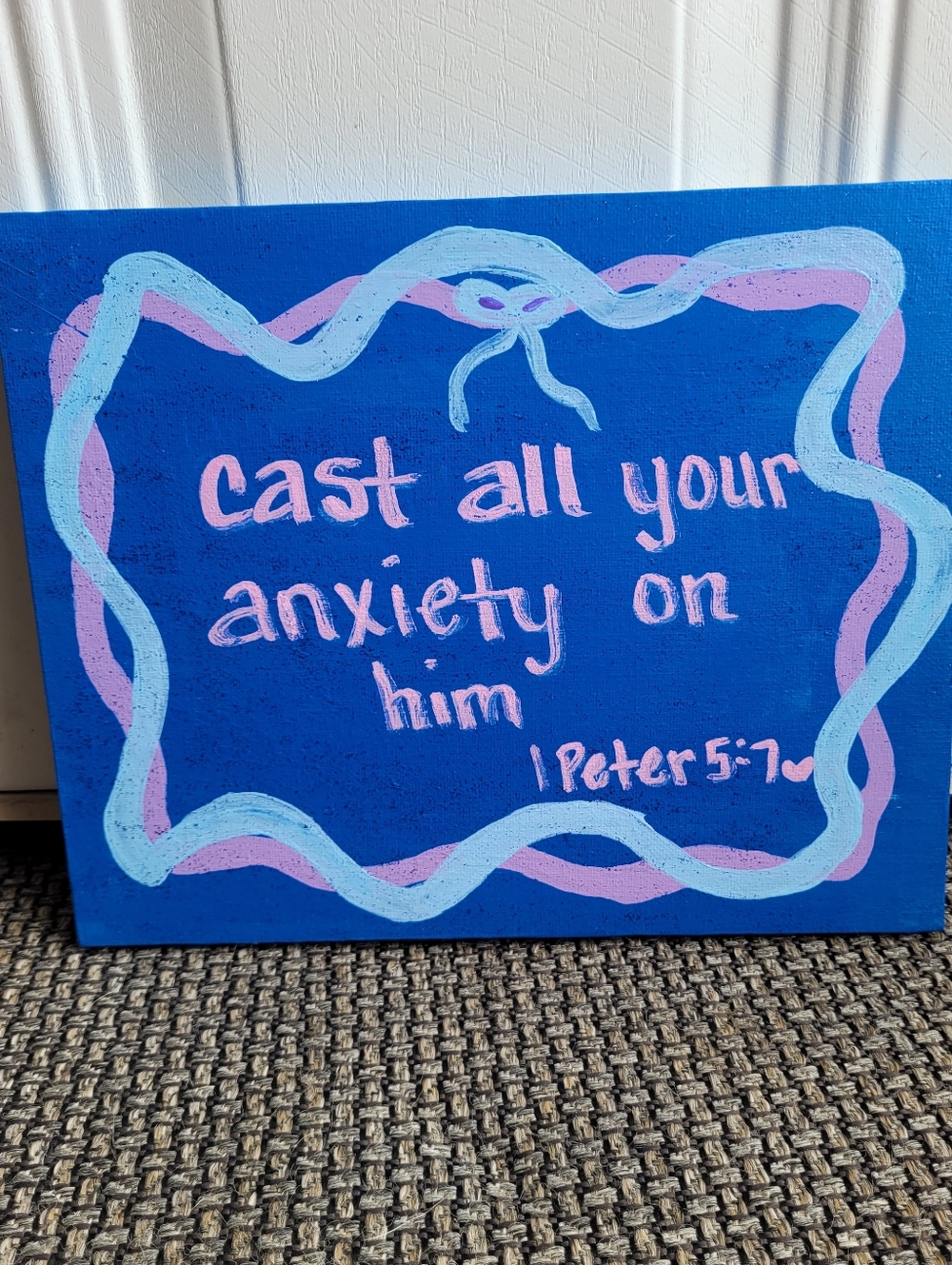 Hand-Painted Inspirational Wood Sign - Blue & Pink